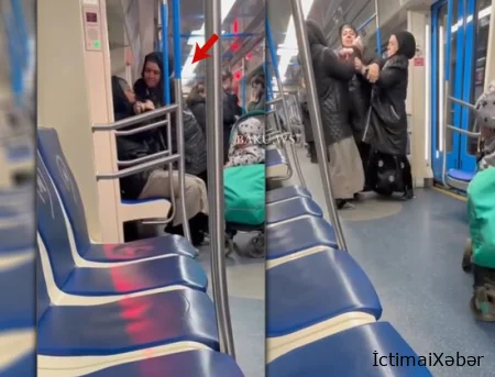 Metroda qadınlar arasında dava.